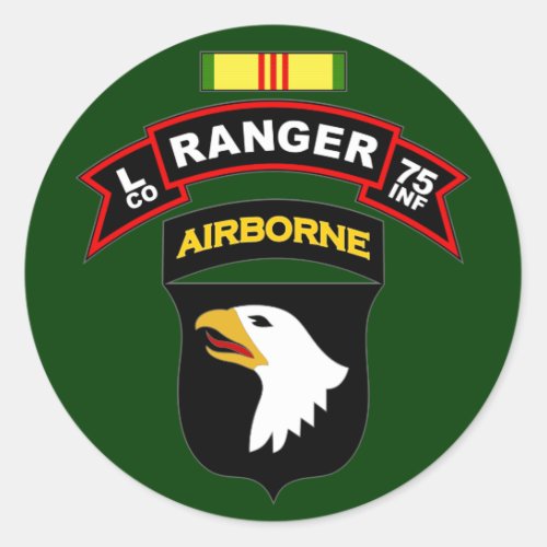 L Co 75th Infantry Regiment _ Rangers Vietnam Classic Round Sticker