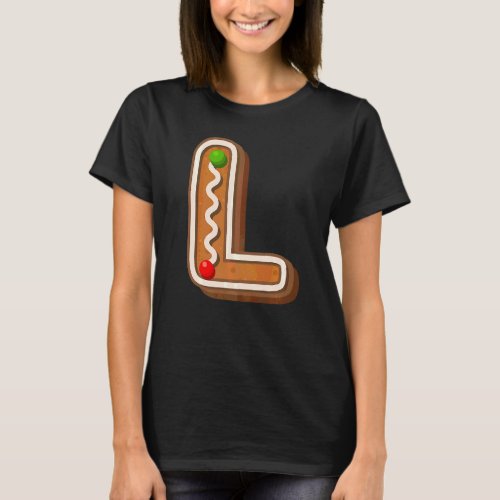 L Cutest Capital Christmas Cookie Alphabet Letter  T_Shirt