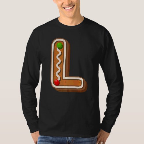 L Cutest Capital Christmas Cookie Alphabet Letter  T_Shirt