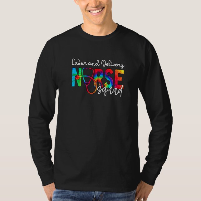 L&d Nurse Squad Watercol Love Stethoscope Rn Nurse T-Shirt (Front)
