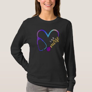 L D Nurse Watercol Glitter Love Heart Stethoscope T-Shirt