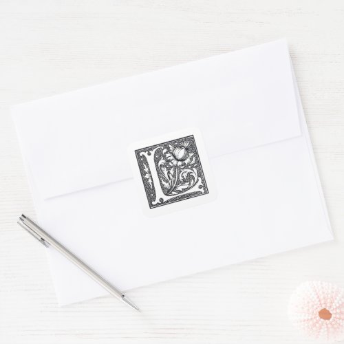 L Decorative First Letter Square Sticker