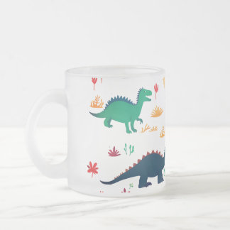 l Dinosaurs Pattern  Frosted Glass Coffee Mug