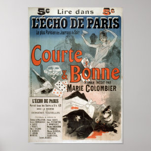 L Echo De Paris Courte Bonne Vintage French Advert Poster