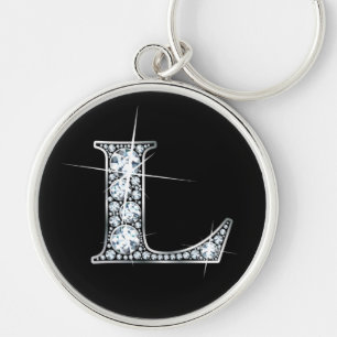 "L" Faux-Diamond Bling Keychain