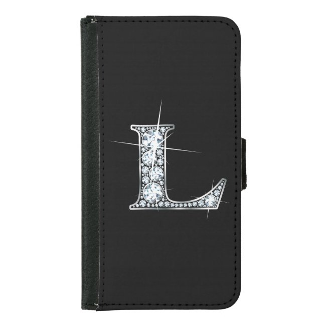 L Faux-"Diamond Bling" Samsung Galaxy Wallet Case (Front)