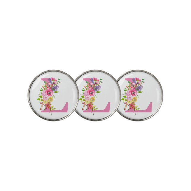 L Floral Golf Ball Marker (3 Up)