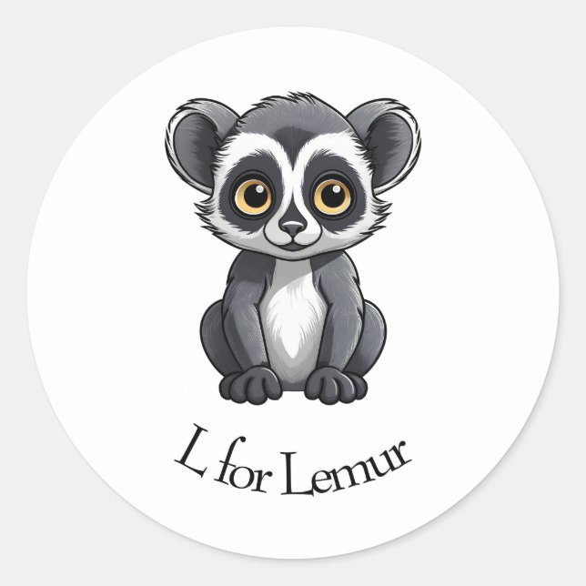 L for Lemur Classic Round Sticker (Front)