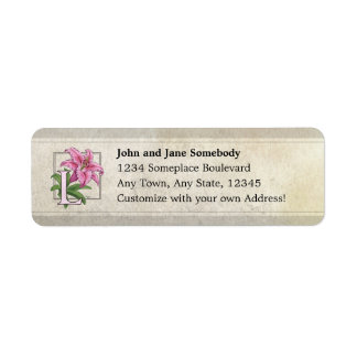 L for Lily Flower Monogram Label