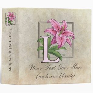 L for Lily Flower Monogram Large Binder