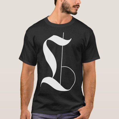 L Gothic calligraphy letter T_Shirt