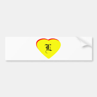 "L" Heart Yellow Red Wedding Invitation The MUSEUM Bumper Sticker