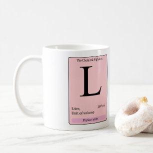 L initial chemical alphabet mug