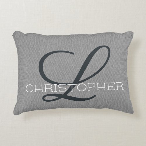 L Initial Personalized Name Black White Gray Accent Pillow
