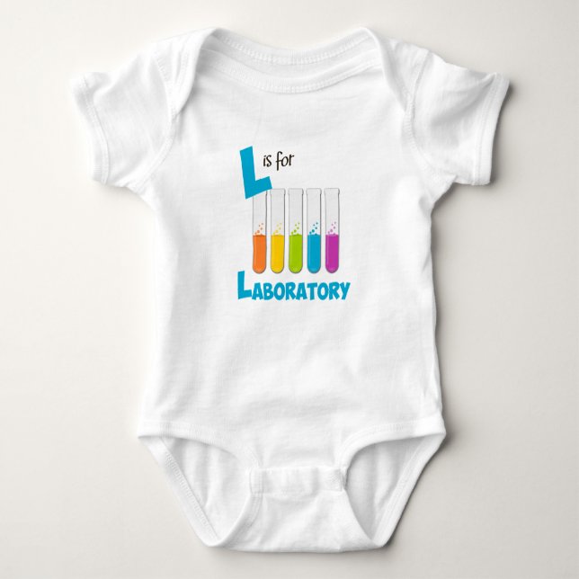 L is for Laboratory Science & Chemistry Design Baby Bodysuit (Front)