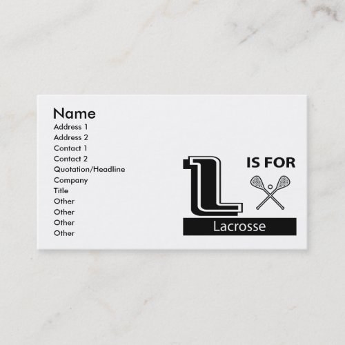 L Is For Lacrosse Business Card Template