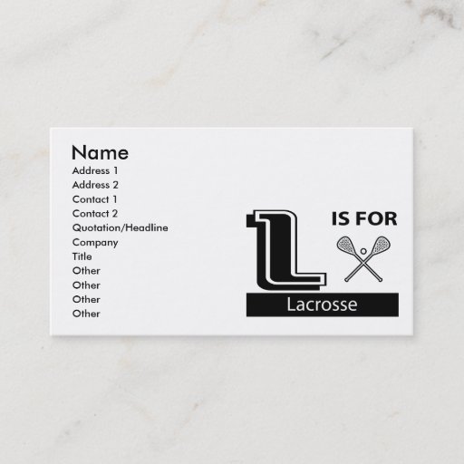 Customizable L Is For Lacrosse Business Card Template
