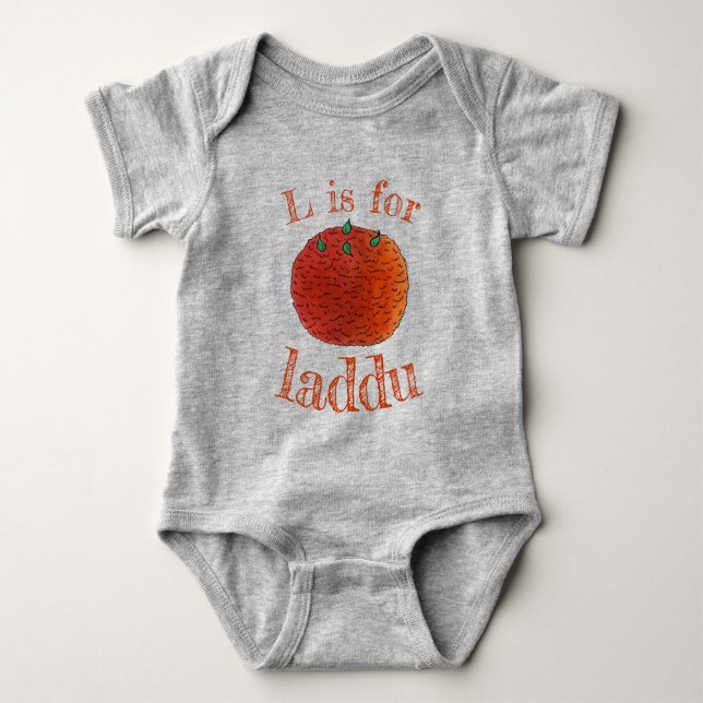L is for Laddu Laddoo Avinsh Indian Sweet Food Baby Bodysuit (Front)