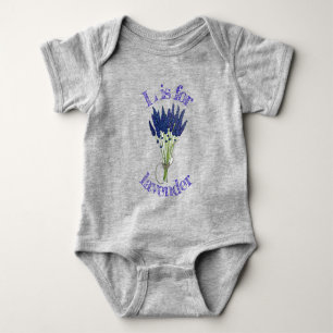 L is for Lavender Bunch Herb Purple Flower Garden Baby Bodysuit