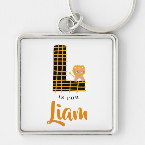L is for Liam or your CUSTOM L name Lion Jungle Keychain