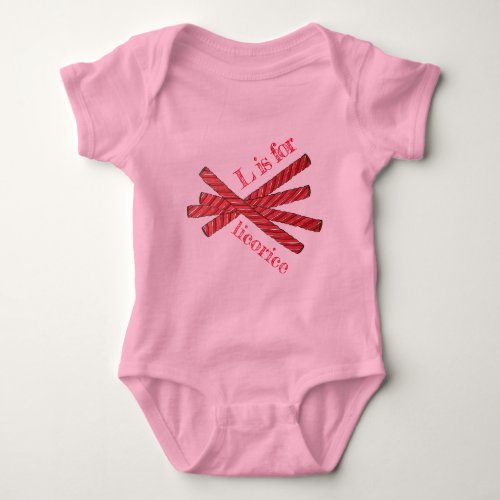 L is for Licorice Whips Cherry Red Liquorice Twist Baby Bodysuit
