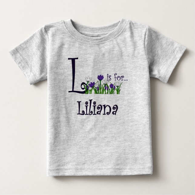 L is for Liliana Cute Spring Flowers T-shirt (Front)
