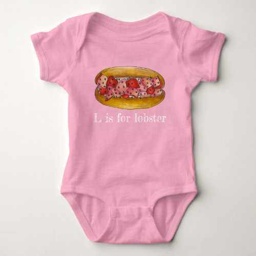 L is for Lobster Maine Seafood Sandwich Roll Food Baby Bodysuit