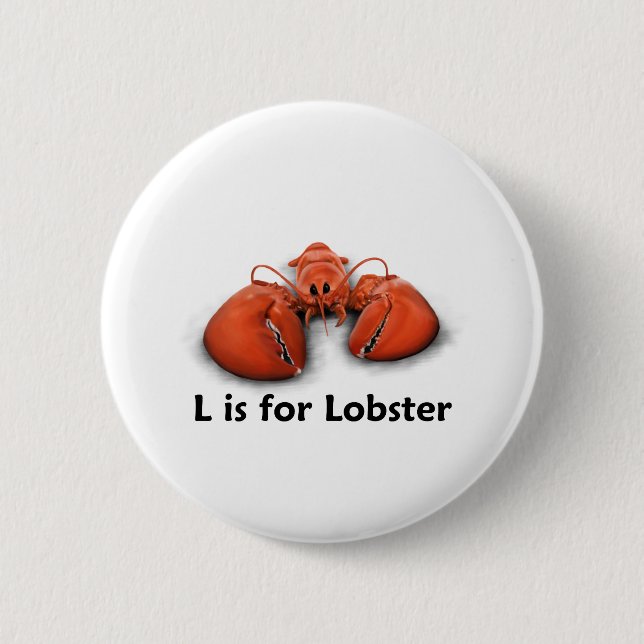 L is for Lobster Pinback Button (Front)