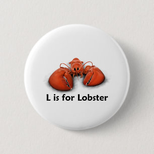 L is for Lobster Pinback Button