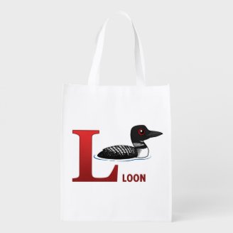 L is for Loon Reusable Grocery Bag
