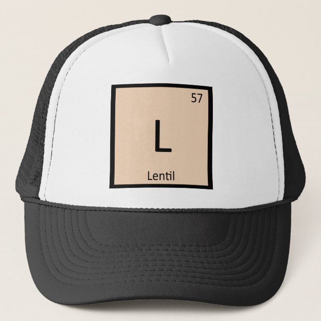 L - Lentil Legume Chemistry Periodic Table Symbol Trucker Hat (Front)