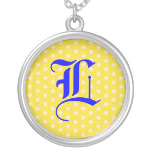 L LETTER ON HONEYCOMB SILVER PLATED NECKLACE
