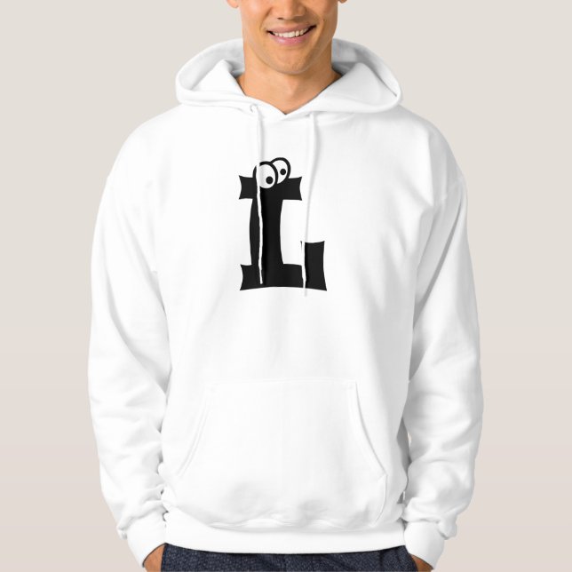 L, letter with eyeballs hoodie (Front)