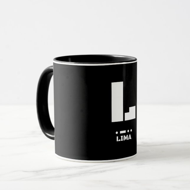 L(Lima) NATO Phonetic Alphabet & Morse Code Mug (Front Left)