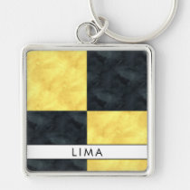 L Lima Nautical Signal Flag + Your Name Keychain