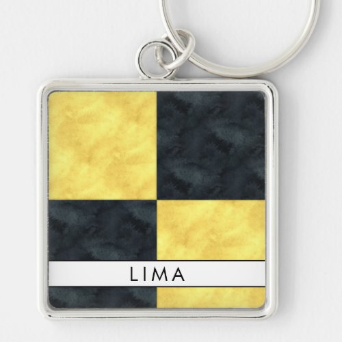 L Lima Nautical Signal Flag  Your Name Keychain