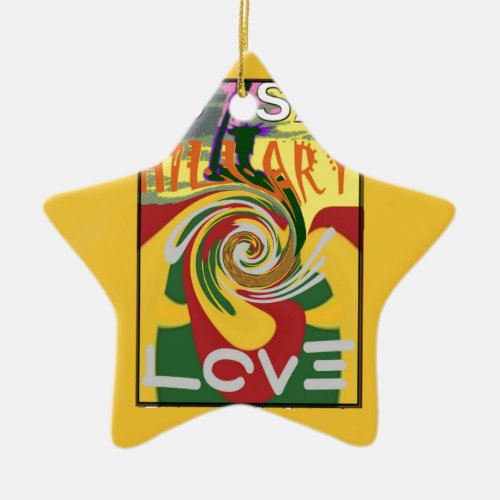 l Love Hillary USA President Stronger Together red Ceramic Ornament