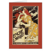 L. Marquet Ink Red-Headed Woman & Harp (Front)