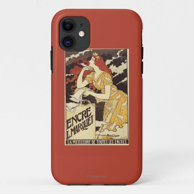 L. Marquet Ink Red-Headed Woman & Harp Case-Mate iPhone Case (Back)