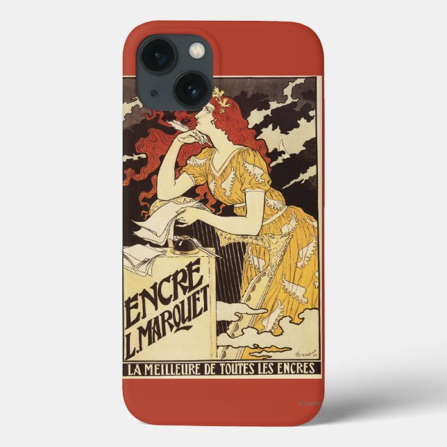 L. Marquet Ink Red-Headed Woman & Harp Case-Mate iPhone Case (Back)
