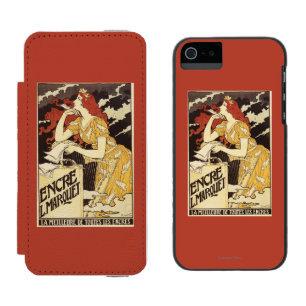 L. Marquet Ink Red-Headed Woman & Harp iPhone SE/5/5s Wallet Case