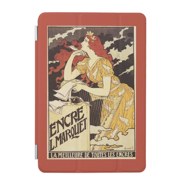 L. Marquet Ink Red-Headed Woman & Harp iPad Mini Cover (Front)