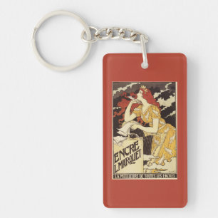 L. Marquet Ink Red-Headed Woman & Harp Keychain