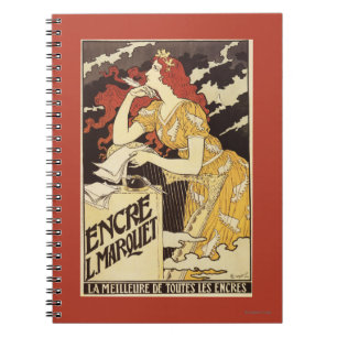 L. Marquet Ink Red-Headed Woman & Harp Notebook
