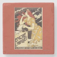 L. Marquet Ink Red-Headed Woman & Harp