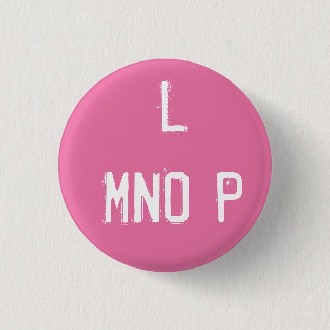"L MNOP" Alphabet Collectible (#12) Pinback Button (Front)
