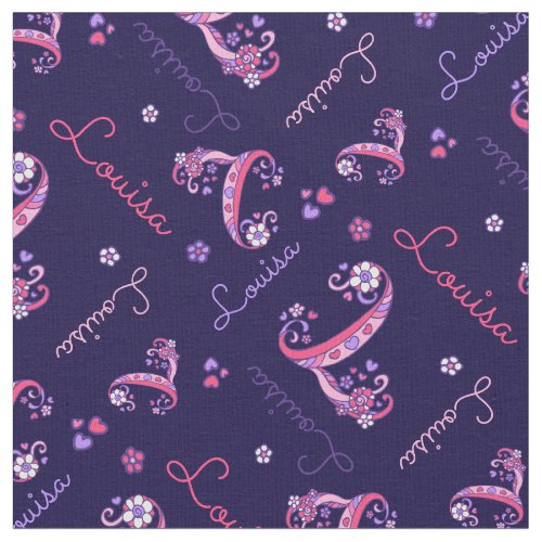 L monogram and personalized name Louisa fabric