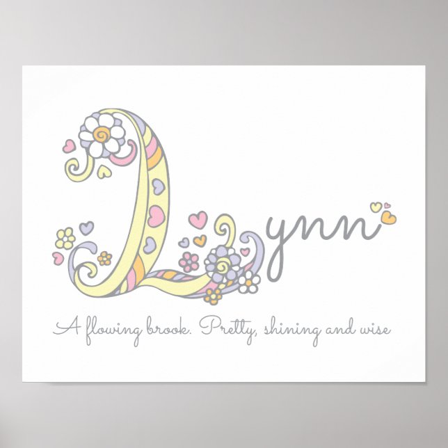 L monogram art Lynn girls name meaning poster (Front)