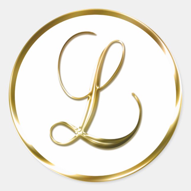 L Monogram Faux Gold Envelope Or Favor Seal (Front)