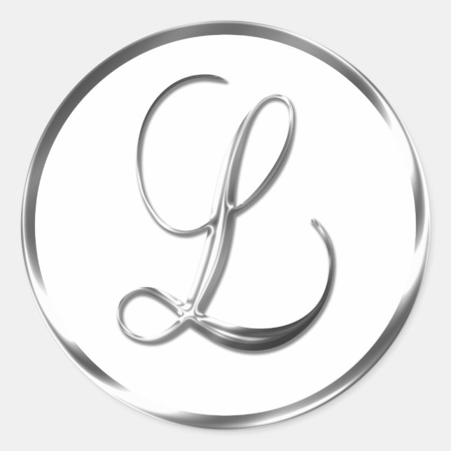 L Monogram Faux Silver Envelope Or Favor Seal (Front)